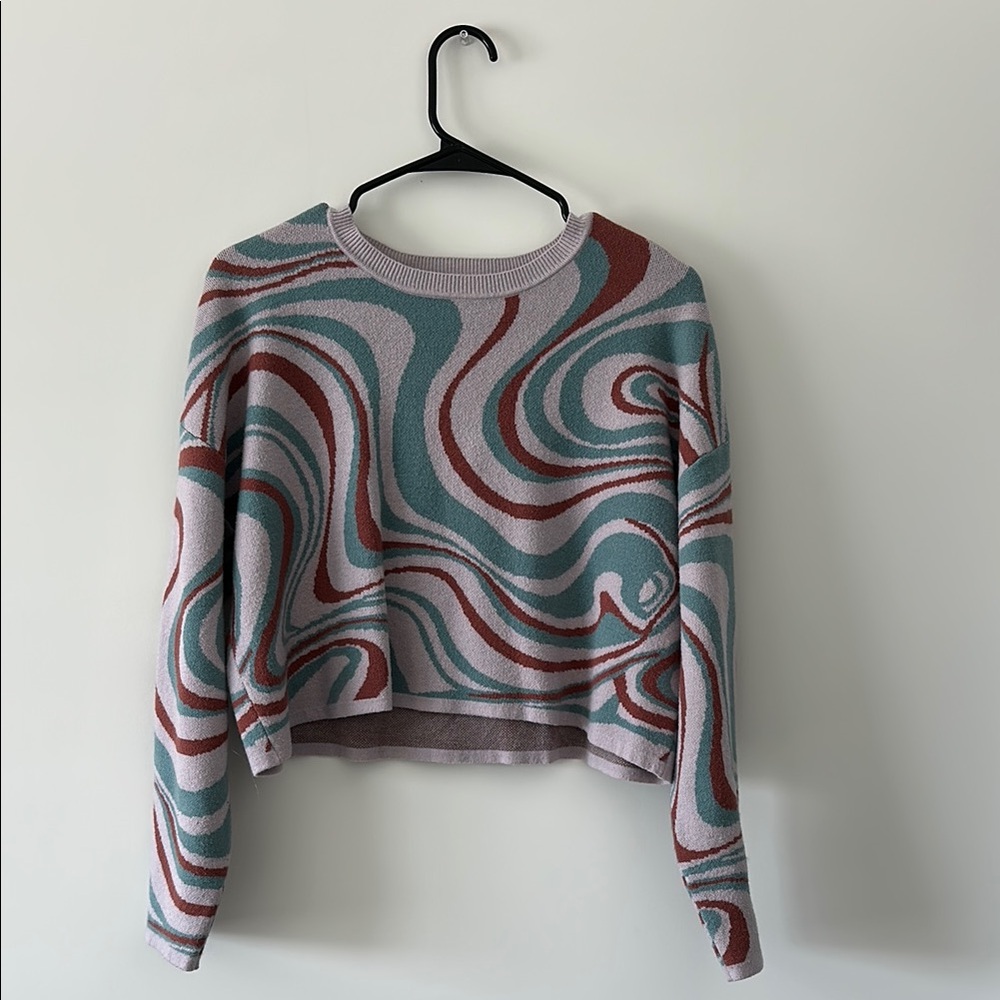 Abstract Patterned Crew Neck Sweater